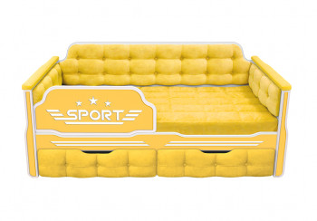 Кровать 170 серии Спорт 2 ящика 74 Жёлтый (мягкие боковые накладки) в Абрамово - abramovo.mebel54.com | фото