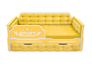 Кровать 190 серии Спорт 1 ящик 74 Жёлтый (мягкие боковые накладки) в Абрамово - abramovo.mebel54.com | фото