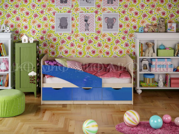 Кровать Бабочки 1,6м (Синий металлик) в Абрамово - abramovo.mebel54.com | фото