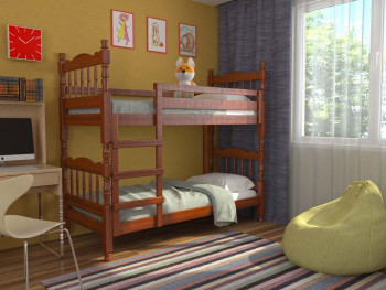 Кровать двухъярусная Соня из массива сосны 800*1890 Орех в Абрамово - abramovo.mebel54.com | фото