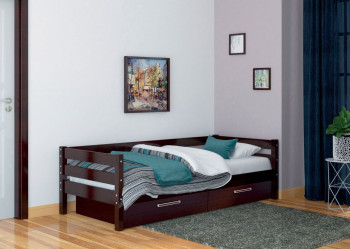 Кровать одинарная ГЛОРИЯ из массива сосны  900*2000 (Орех Тёмный) в Абрамово - abramovo.mebel54.com | фото
