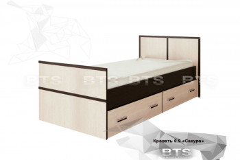 Кровать Сакура с настилом и ящиками 0,9 (Венге/Лоредо) в Абрамово - abramovo.mebel54.com | фото
