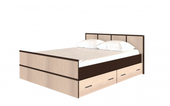 Кровать Сакура с настилом и ящиками 1,4 (Венге/Лоредо) в Абрамово - abramovo.mebel54.com | фото
