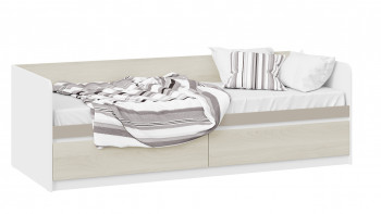Кровать «Сканди» с 2 ящиками Дуб Гарден/Белый/Глиняный серый в Абрамово - abramovo.mebel54.com | фото