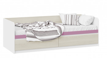Кровать «Сканди» с 2 ящиками Дуб Гарден/Белый/Лиловый в Абрамово - abramovo.mebel54.com | фото
