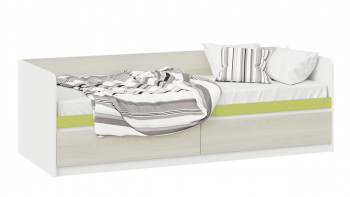 Кровать «Сканди» с 2 ящиками Дуб Гарден/Белый/Зеленый в Абрамово - abramovo.mebel54.com | фото