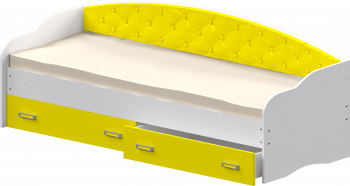 Кровать Софа-8 с мягкой спинкой (900х1900) Белый/Желтый в Абрамово - abramovo.mebel54.com | фото