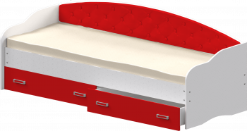 Кровать Софа-8 с мягкой спинкой (900х2000) Белый/Красный в Абрамово - abramovo.mebel54.com | фото