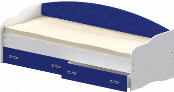 Кровать Софа-8 с мягкой спинкой (900х2000) Белый/Синий в Абрамово - abramovo.mebel54.com | фото