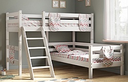 Кровать Соня вариант 8 угловая с наклонной лестницей Белый полупрозрачный в Абрамово - abramovo.mebel54.com | фото