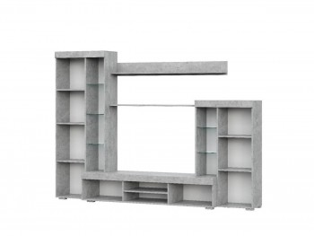 Мебель для гостиной МГС 5 Цемент светлый / Белый в Абрамово - abramovo.mebel54.com | фото