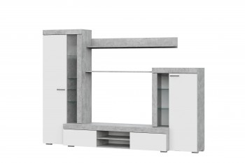 Мебель для гостиной МГС 5 Цемент светлый / Белый в Абрамово - abramovo.mebel54.com | фото