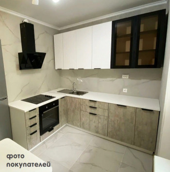 Модульная кухня Норд 1,6 м (Софт даймонд/Камень беж/Белый) в Абрамово - abramovo.mebel54.com | фото