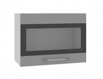 Норд ШВГС 600 Шкаф верхний горизонтальный со стеклом (Софт черный/корпус Белый) в Абрамово - abramovo.mebel54.com | фото