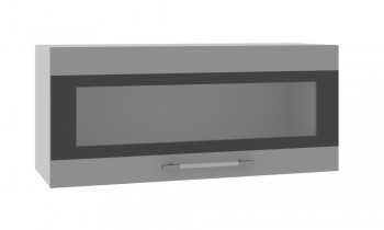 Норд ШВГС 800 Шкаф верхний горизонтальный со стеклом (Софт черный/корпус Белый) в Абрамово - abramovo.mebel54.com | фото
