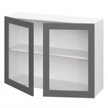 Норд ШВС 1000 Шкаф верхний со стеклом (Софт черный/корпус Белый) в Абрамово - abramovo.mebel54.com | фото