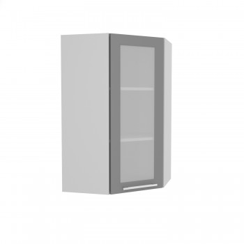 Норд ШВУС 600Н Шкаф верхний угловой (премьер) высокий (Софт черный/корпус Белый) в Абрамово - abramovo.mebel54.com | фото