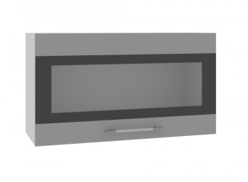 Ройс ВПГСФ 800 Шкаф верхний горизонтальный со стеклом с фотопечатью высокий (Графит софт/корпус Серый) в Абрамово - abramovo.mebel54.com | фото