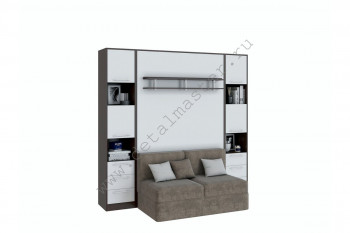 Шкаф-кровать с диваном БЕЛА с полкой ножкой в Абрамово - abramovo.mebel54.com | фото