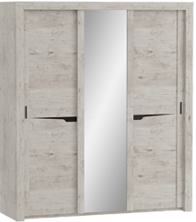 Шкаф трехдверный Соренто с раздвижными дверями Дуб бонифаций/Кофе структурный матовый в Абрамово - abramovo.mebel54.com | фото