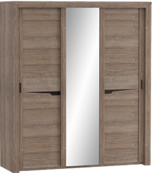 Шкаф трехдверный Соренто с раздвижными дверями Дуб стирлинг/Кофе структурный матовый в Абрамово - abramovo.mebel54.com | фото