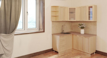 Угловая кухня Рамочная 1500х1400 мм (Беленый дуб) в Абрамово - abramovo.mebel54.com | фото